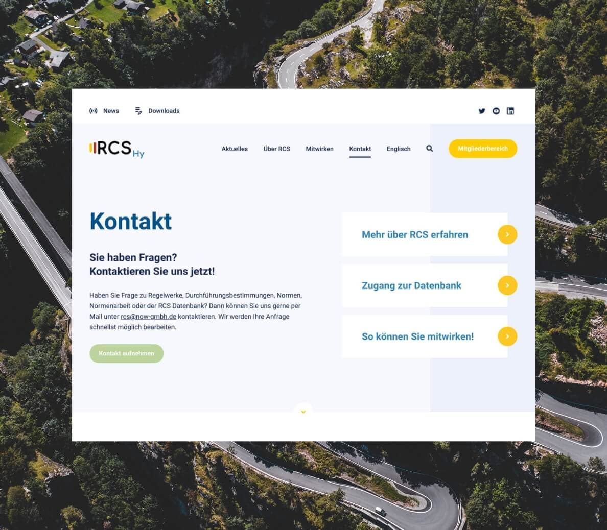 RCS by NOW Website mit Normdatenbank, Mitgliederbereich und Projektinformationen