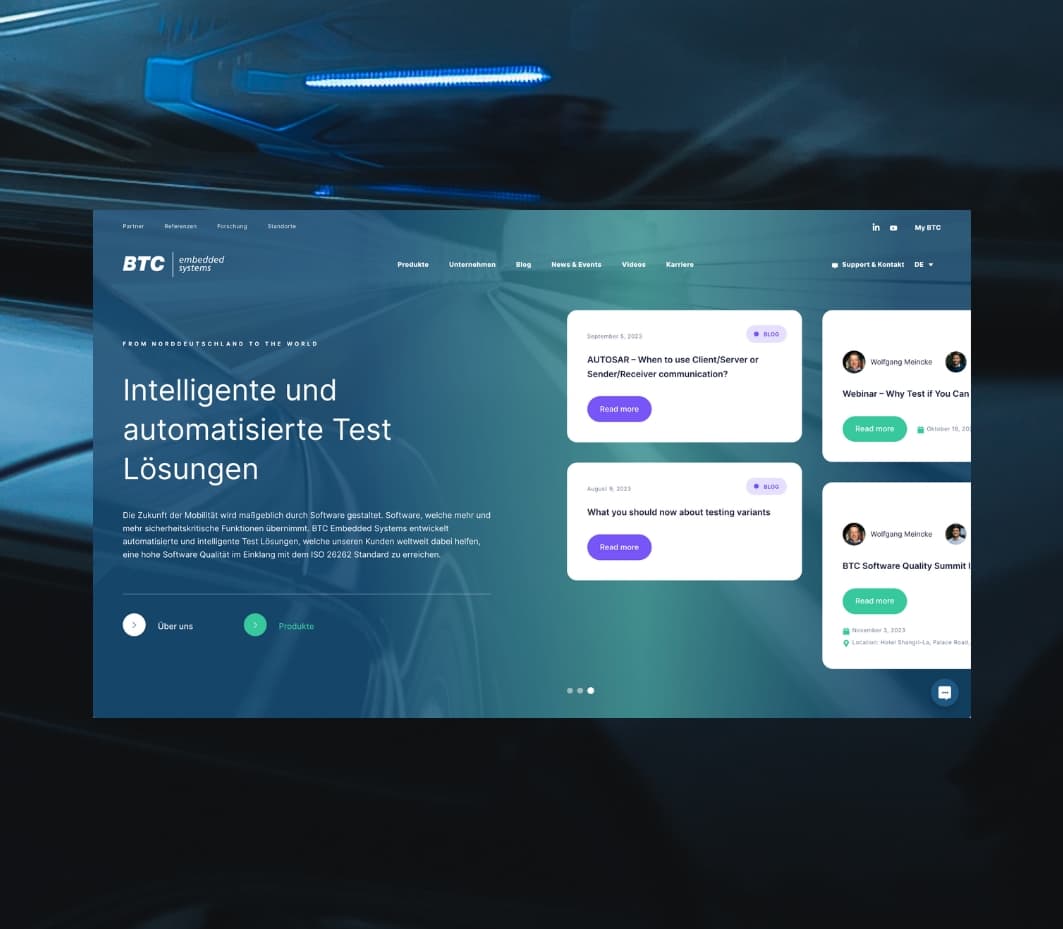 BTC Embedded Corporate Website Relaunch mit Produkten, Karrierebereich und internationaler Struktur